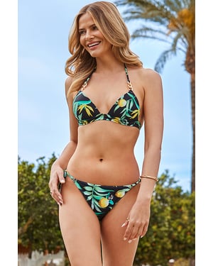 Lemon Print Tie Side Bikini Bottoms