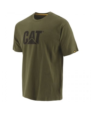 CAT TRADEMARK LOGO Mens Cotton T-Shirt Dark Green