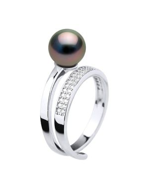 Ring Sieraden - Echte Gecultiveerde Tahiti Parel Rond 8-9 mm