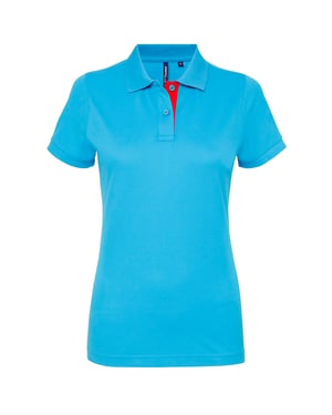Asquith & Fox Womens/Ladies Short Sleeve Contrast Polo Shirt (Turquoise/ Red)