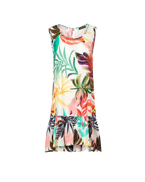 Bladprint Frill Detail Jurk