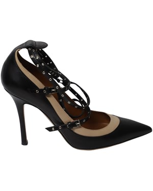 Valentino Studs Grommet Pumps in Zwart Leer