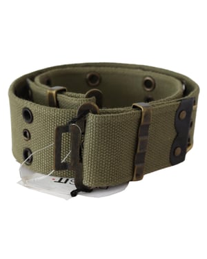 Ermanno Scervino Women's Green 100% Cotton Rustic Bronze Buckle Belt