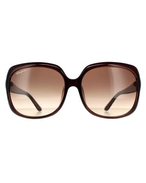 Salvatore Ferragamo Rechthoekige Dames Bruine Gradient Zonnebril