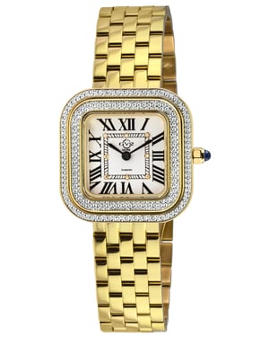 GV2 Bellagio Women's Swiss Made Diamond Watch, Silver-White Dial, IPYG Bracelet