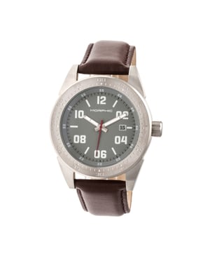 Morphic M63-serie horloge met leren band en datum