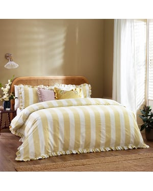 Wylder Birdie Stripe Ruffle Duvet Cover Set
