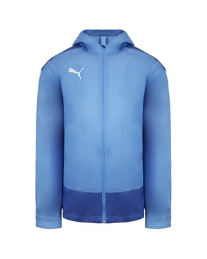 Puma GOAL Long Sleeve ZipUp LightBlue Mens Hooded Training Rain Jacket 656559 18