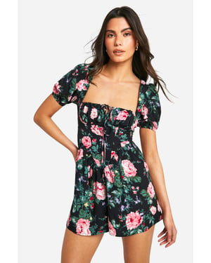 Floral Milkmaid Puff Playsuit