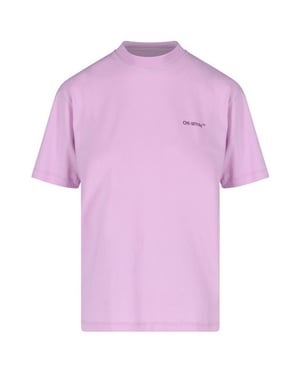 Gebroken wit Diag-logo, regular fit paars T-shirt