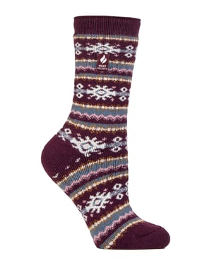 Dames Nordic Sokken | Heat Holders Lite | Lichte Thermische Winter Sokken voor Vrouwen - Cabernet/Roze