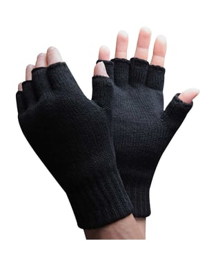Mens 3M Thinsulate 40 gram Thermal Insulated Black Fingerless Gloves