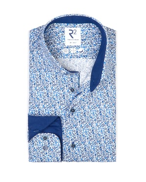 R2 Cut Away Collar Lon Gsleeved Shirt Blue Floral