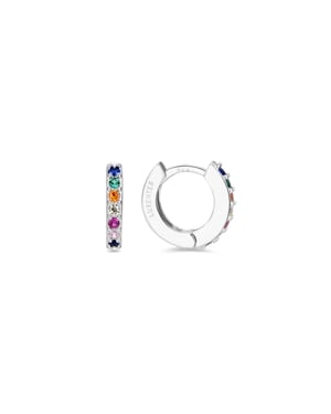 Luxenter hoepel oorbellen, 925 sterling zilver, leofcar en veelkleurige zirkonia met gerhodineerde afwerking
