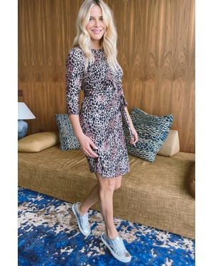 Chocolate & Black Animal Print Belted Shift Dress