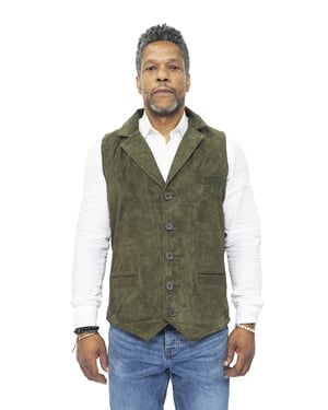 Heren klassiek glad geit suède leren vest-Exeter