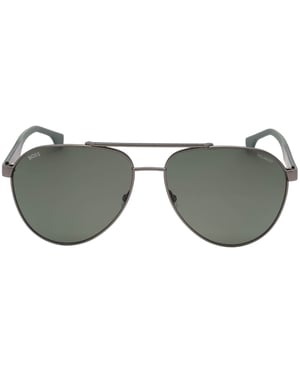 Hugo Boss Grey Green Polarized Lens Matte Ruthenium Sunglasses