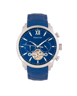 Heritor automatisch Arthur semi-skelet lederen band horloge met dag/datum