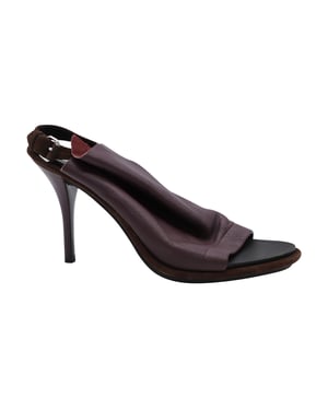 Balenciaga Open Toe Slingback Mules in Burgundy Leather