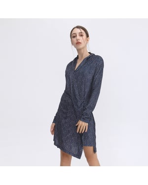 Kort sammetsklänning med draperad effekt och Liberty-tryck