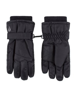 Heat Holders - Outdoor Ski Gloves for Kids | Winter Warm Waterproof / Windproof Thermal Fleece Gloves for Snow - Black