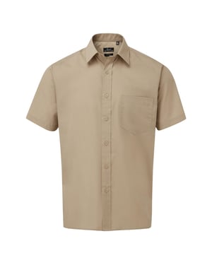 Premier Mens Short Sleeve Poplin Shirt (Khaki)