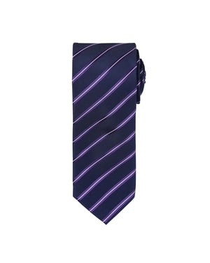 Premier Mens Sports Stripe Pattern Formal Work Tie (Navy/ Purple)