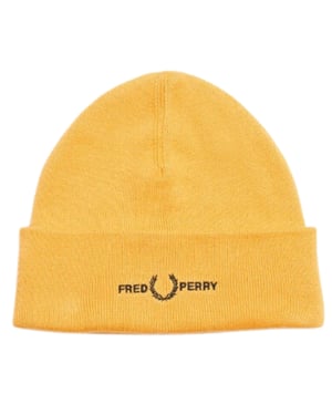 Fred Perry grafisk logotyp Golden Hour Gul mössa