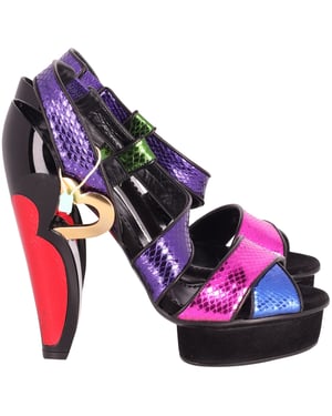 Marc Jacobs Färgglad Hjärta Plattform Klack Sandaler i Multicolor Läder