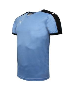 Puma Pitch Short Sleeved Shirt Training Gym T-Shirt Blue - Mens
