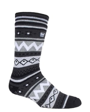 Mens Nordic Patterned Non Slip Thermal Slipper Socks with Grippers