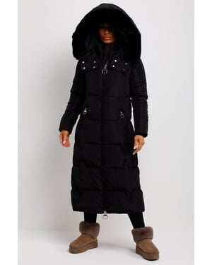 Jess Women’s Long Puffer Coat with Faux Fur Hood & Zip Pockets
