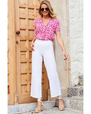 White Wide Leg Cropped Jeans