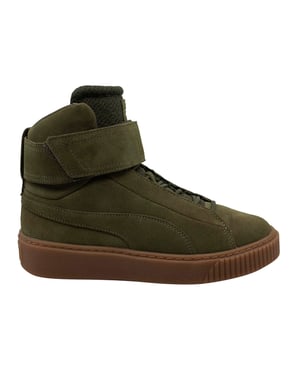 Puma Platform Mid OW Strap Leather Lace Up Green Damskor 364588 01