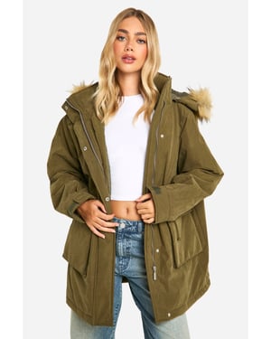 Hooded Pocket Detail Parka