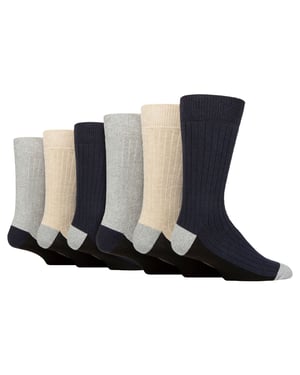 6 Pack Mens Boot Socks | Wildfeet | Cotton Socks for Walking, Hiking & Running - Multi