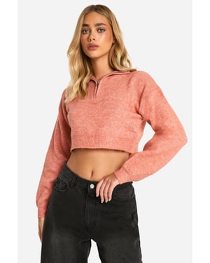 Soft Knit Half Zip Crop Jumper