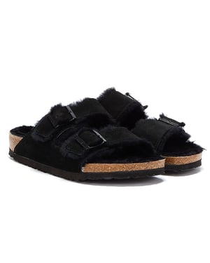 Birkenstock Arizona Shearling Black Sandals