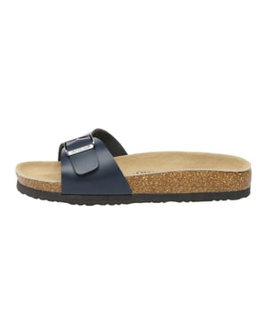 EVER AU Dames Swan Leather Easy Slip-On Sandalen - Navy Leer