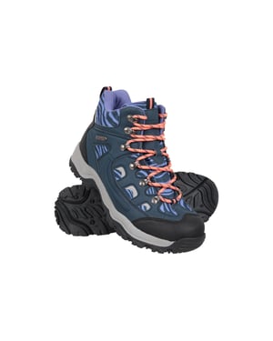 Mountain Warehouse Dames/Dames Adventurer Faux Suede Waterdichte Wandelschoenen met luipaardprint (Marine)