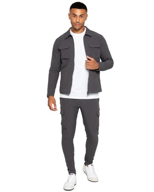 Enzo | Heren Cargo Shacket Trainingspak Set - Grijs