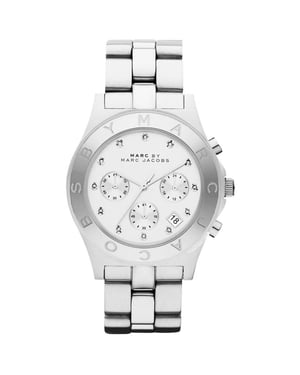 Marc Jacobs MBM3100 Blade Zilver Wit Dames Horloge