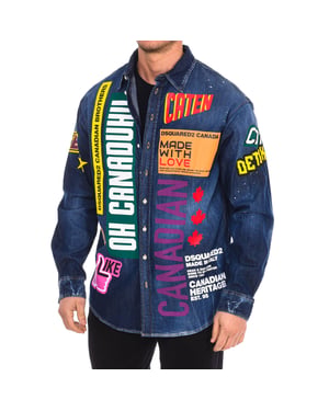 Långärmad denimskjorta med patch för herr S74DM0505-S30341