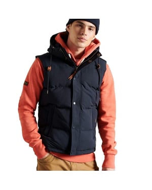 Superdry mäns quiltade väst klassisk marinblå