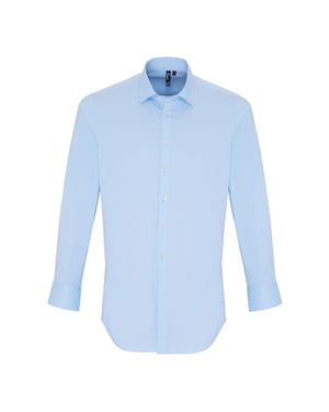 Premier Mens Stretch Fit Poplin Long Sleeve Shirt (Pale Blue)