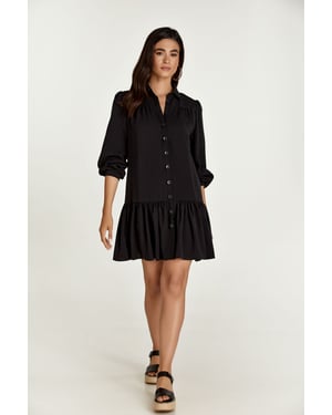 Zwarte Tencel jurk met knopen