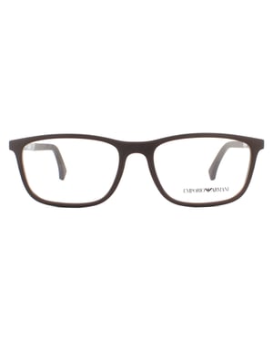Emporio Armani Rectangular Rubber Brown Mens Glasses Frames