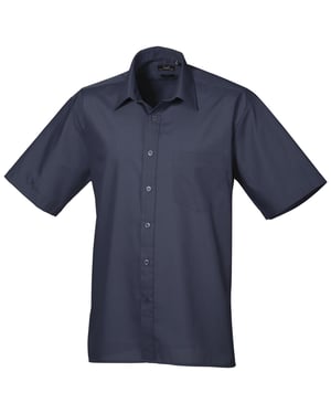 Premier Heren Korte Mouw Formele Poplin Gewoon Werk Shirt (Marine)
