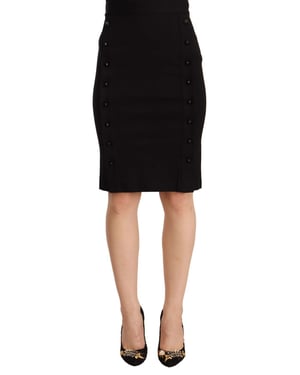 GF Ferre Zwarte damesrok met hoge taille en viscose knielange kokerrok
