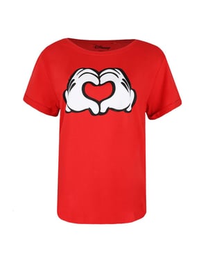 Disney Dames/dames Love Hands Mickey Mouse T-shirt (Rood)